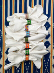 Enasoit Maasai Beaded Napkinrings & Scallop Napkin, Set of 8