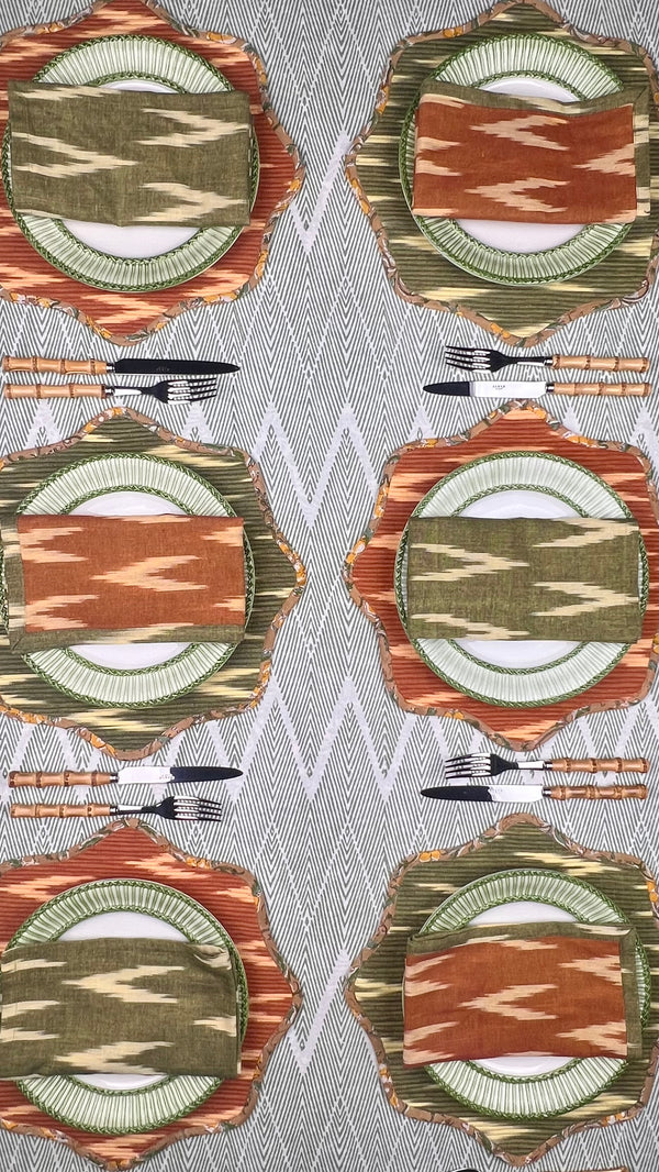 Reversible Napkin (Set of Four) Khaki/Caramel