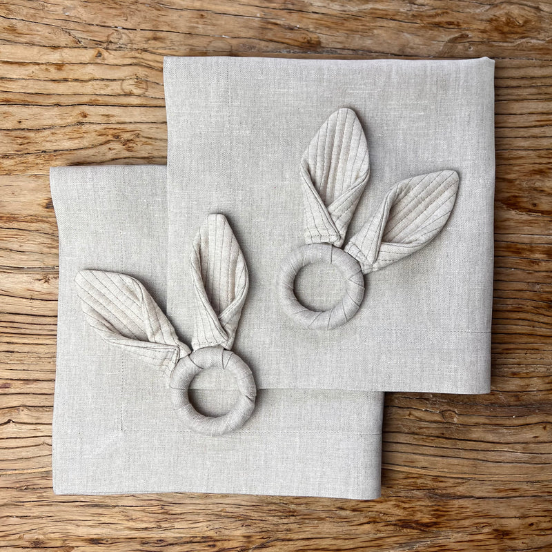 Easter Bunny Ears Napkinring & Napkin Set (100% Irish Linen)