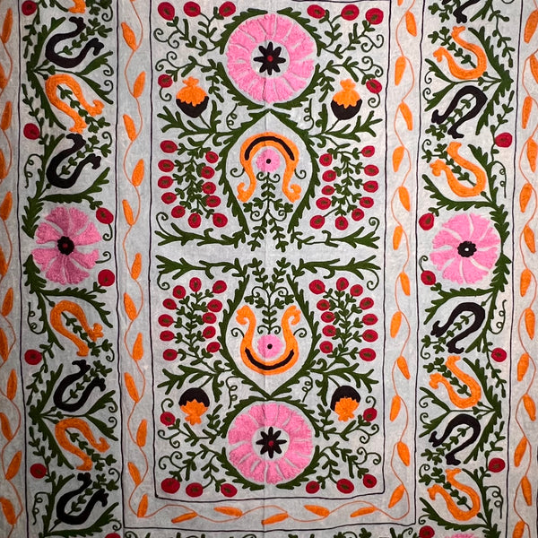 Suzani Cloth Distressed Grey & Multicoloured