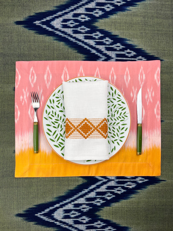 Vintage Silk Ikat Placemats (pink orange)