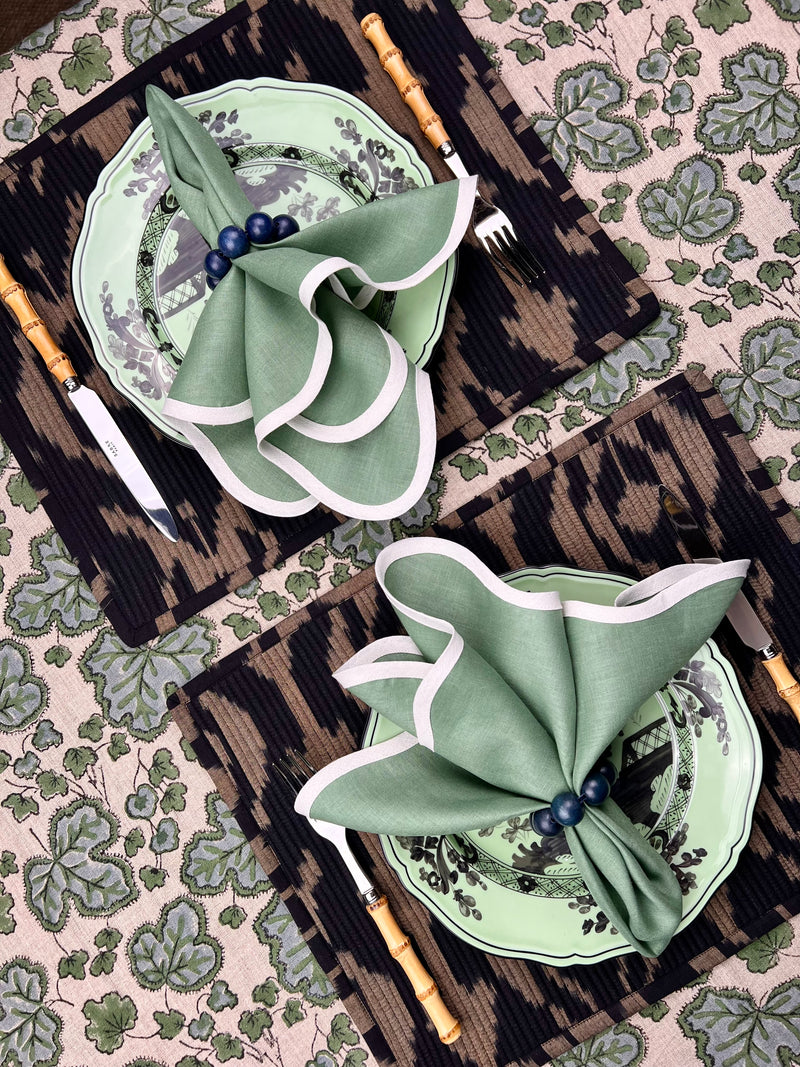 ’THE FIGUE LEAF’ TABLECLOTH (Green & Blue)