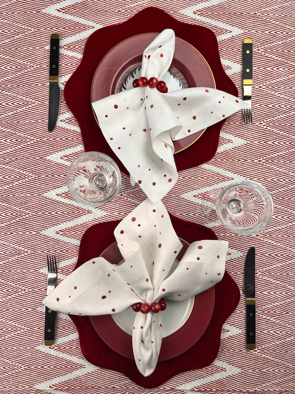 ‘The ZigZag’ Tablecloth - Red Brick - 100% Linen