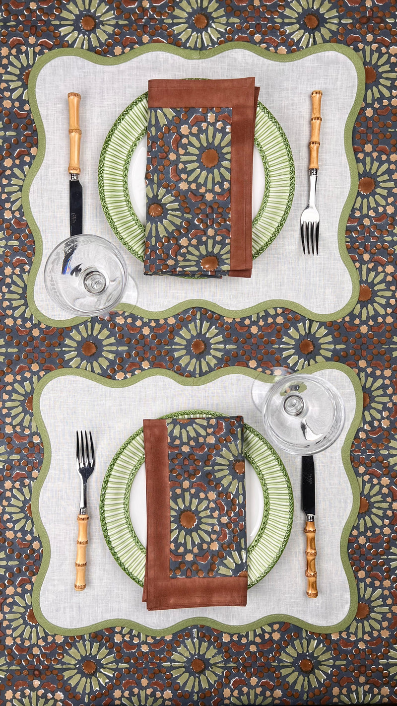 ‘The Kaleidoscope’ Napkin Set - Aubergine, Rust & Sage