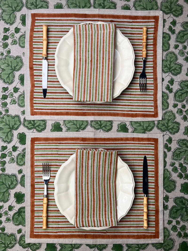 ’The Swedish Stripe’ Placemats (natural base) - 100% Linen