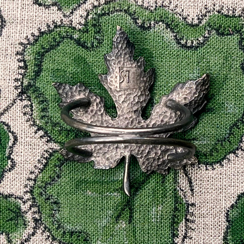 10 Vintage Pewter Maple Leaf Napkin Rings – Set