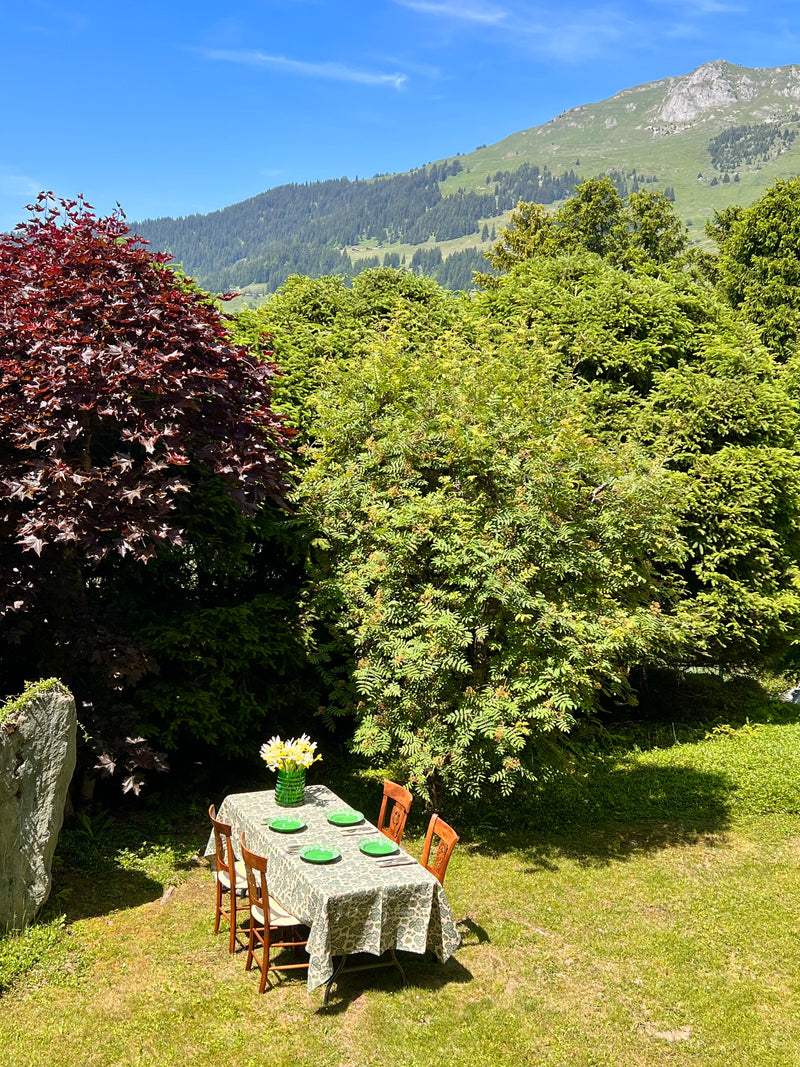 ‘The Figue Leaf’ Tablecloth - Green & Blue - 100% Linen