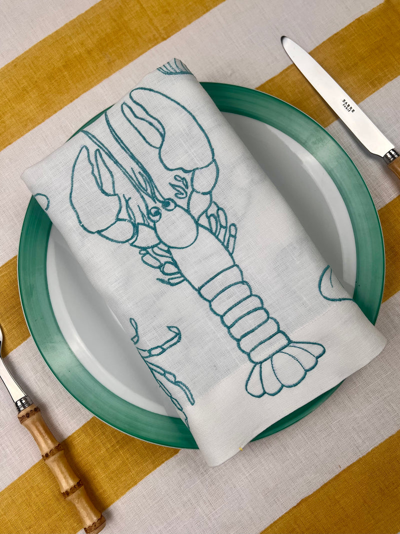 ’The Seafood Napkin’ - Embroidered in Turquoise