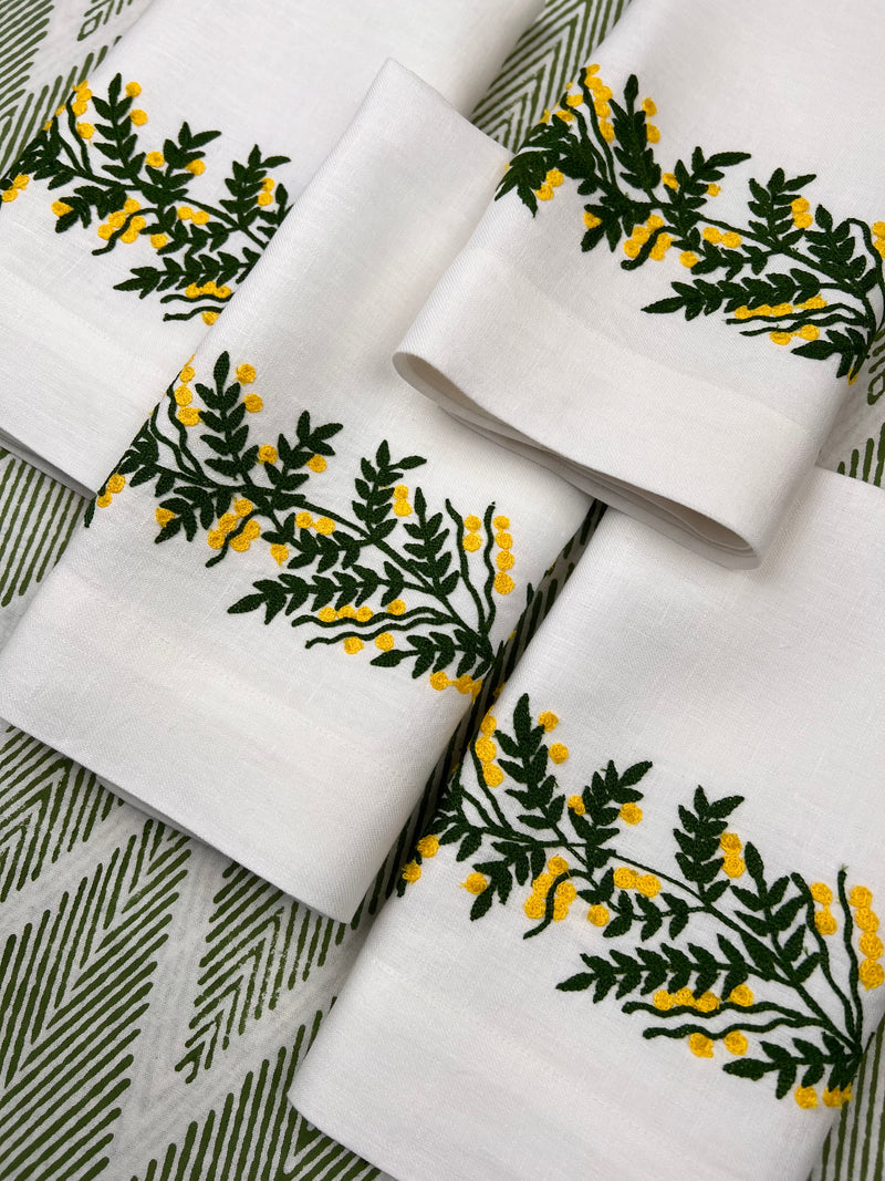 ’The Mimosa Vine’ Linen Napkin