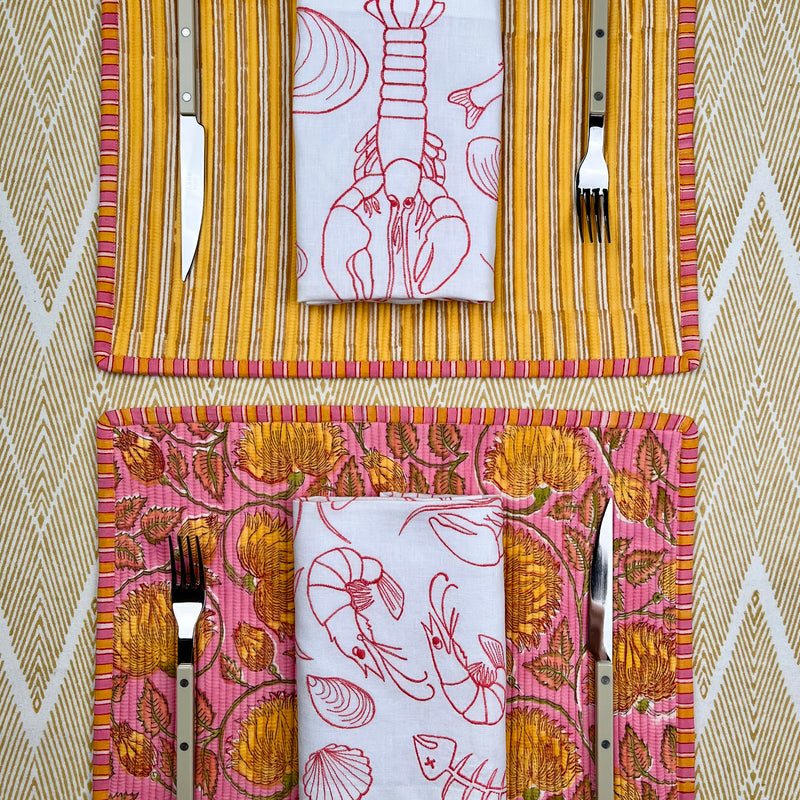 ’The Seafood Napkin’ - Embroidered in Coral