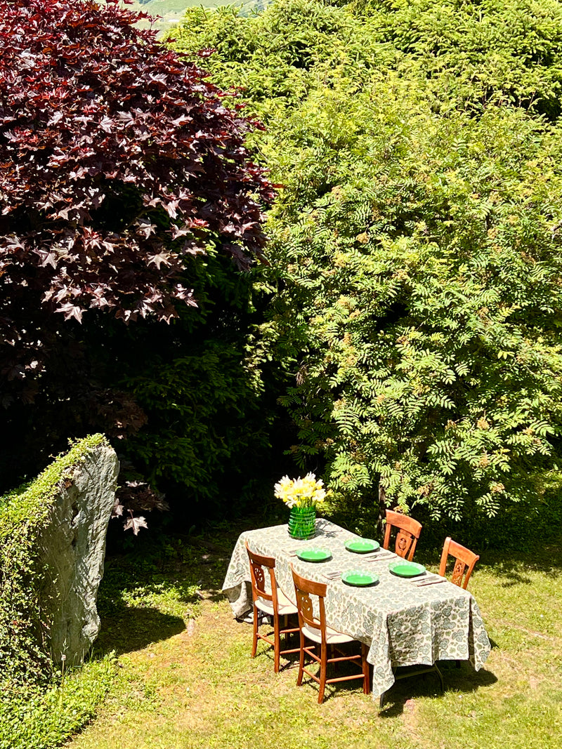 ‘The Figue Leaf’ Tablecloth - Green & Blue - 100% Linen