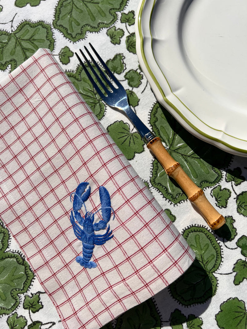 The ’Le Homard’ Napkin - Ecru & Red Chequer.