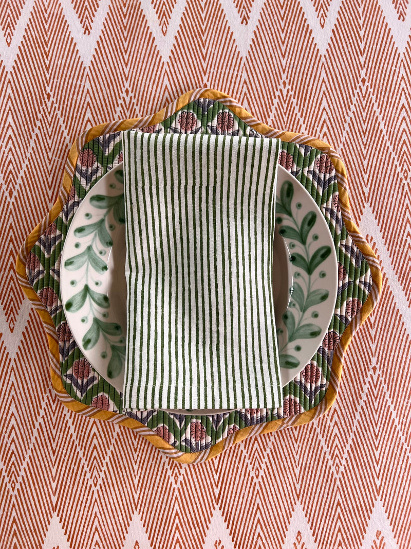 ’The Thin Swedish Stripe’ Napkins - White Base - 100% Linen