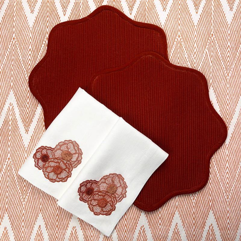 Curated Table Set: Orange Velvet & Terracotta Rust