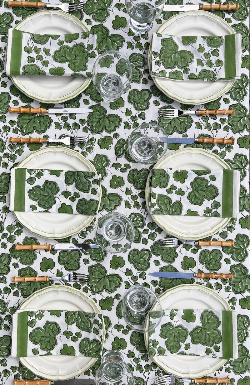 ’The Figue Leaf’ Napkins Set - Swedish Green - Cotton