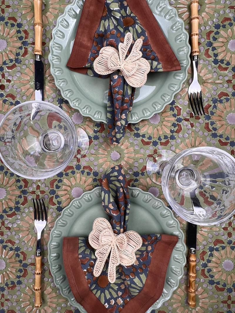 ‘The Kaleidoscope’ Tablecloth - Sage, Rust, Blue, Grey