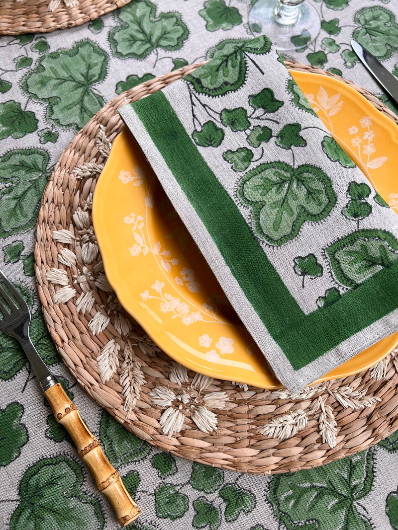 ’The Figue Leaf’ Napkins Set - Swedish Green - 100% Linen