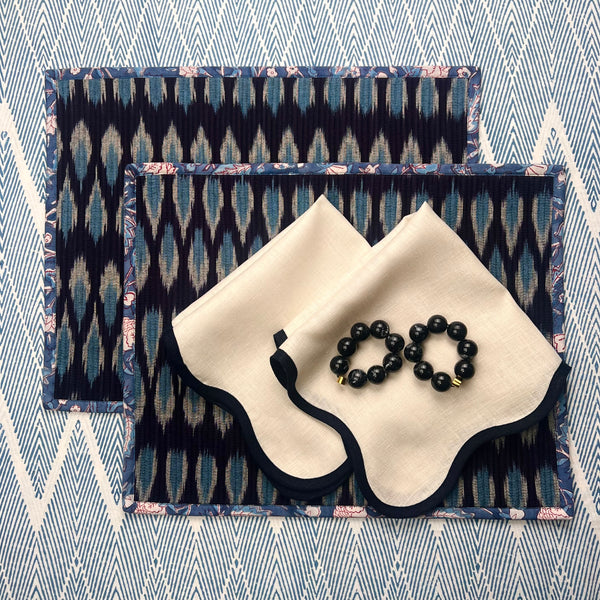 Curated Table Set: Blues, Ivory & Black
