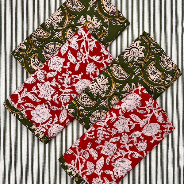 Reversible Napkin (Set of Four) Olive/Red