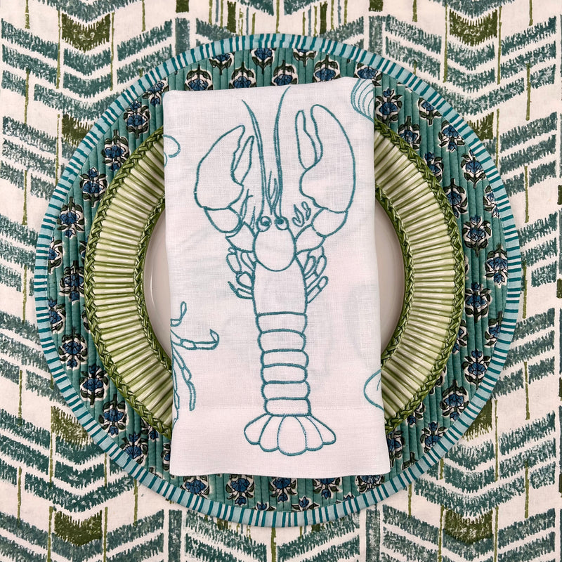 ’The Seafood Napkin’ - Embroidered in Turquoise
