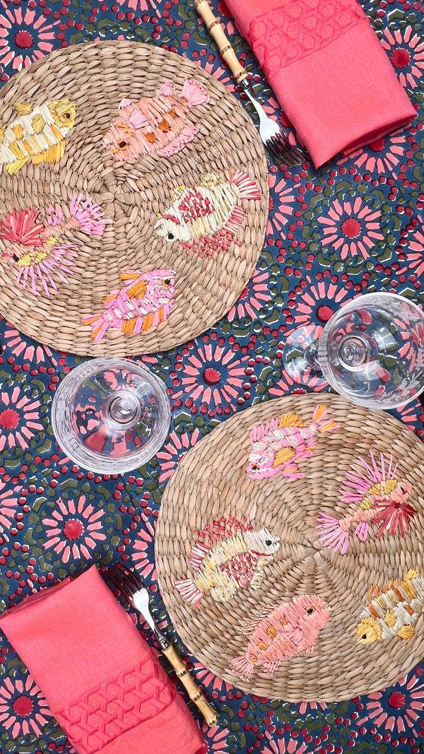 ’The Raffia Placemat’ - Pink Fish
