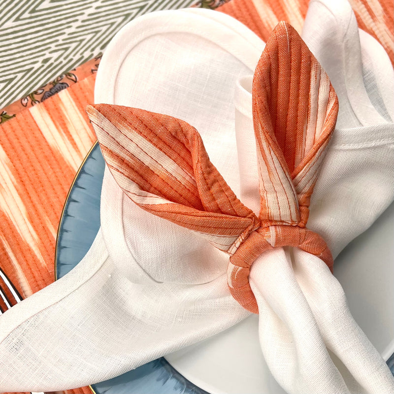 Ikat Easter Bunny Ears Napkinrings - Coral