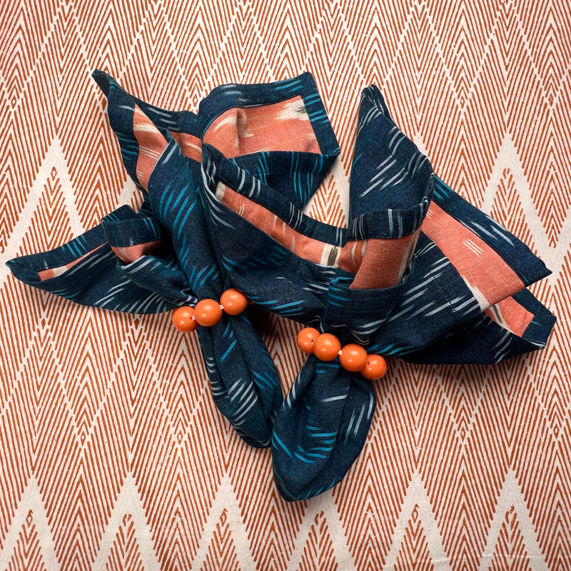 Curated Table Set: Navy & Coral