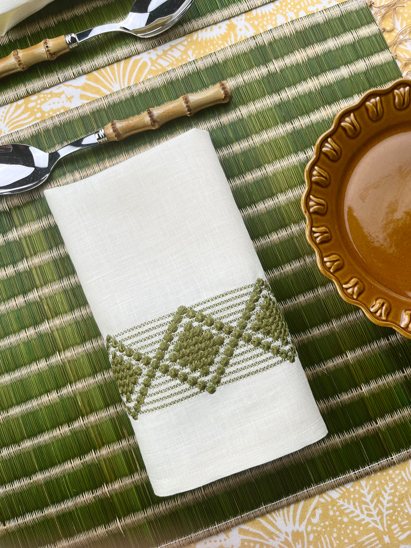 The Rush Placemat - Olive Stripe