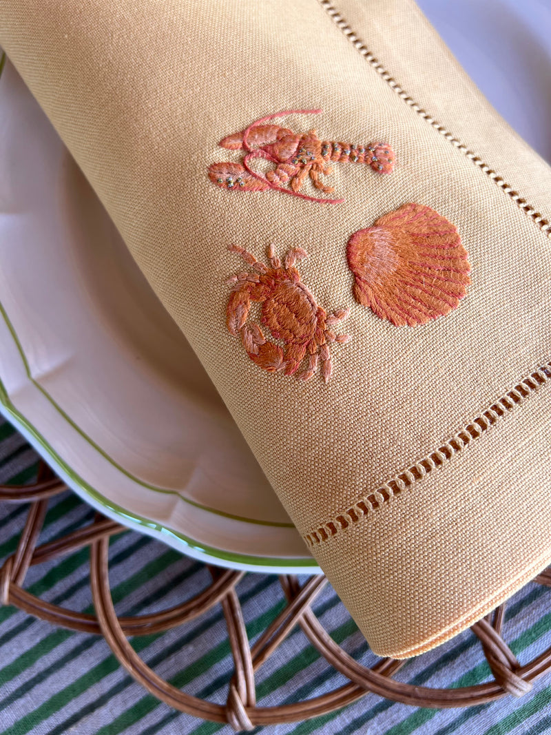 ’The Crab, Lobster & Shell’ Napkin - Citrus Sorbet