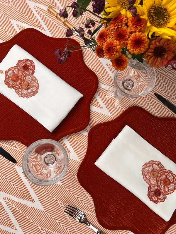Curated Table Set: Orange Velvet & Terracotta Rust