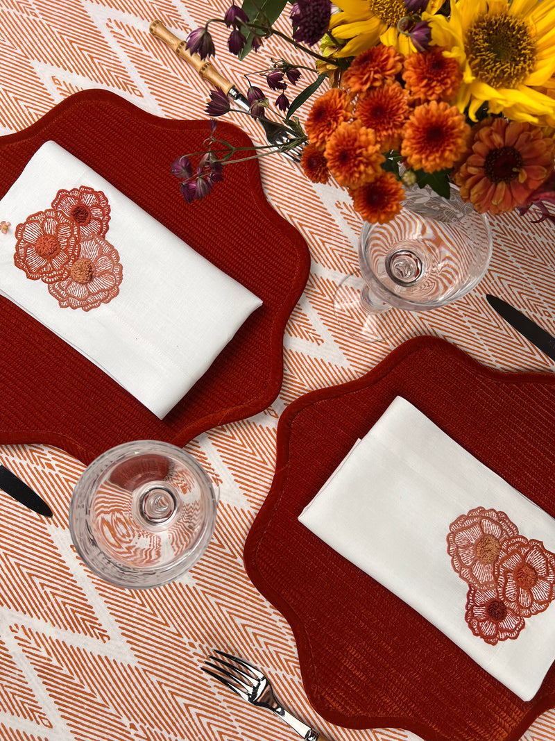 Curated Table Set: Orange Velvet & Terracotta Rust