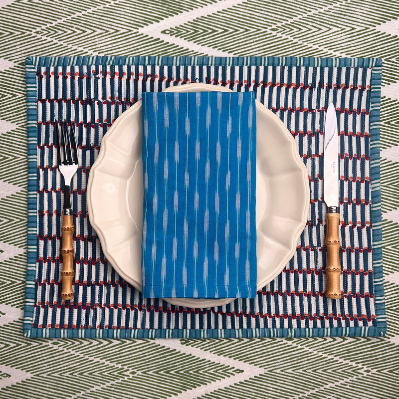 Reversible Napkin (Set of Four) Bright Blue/Apricot