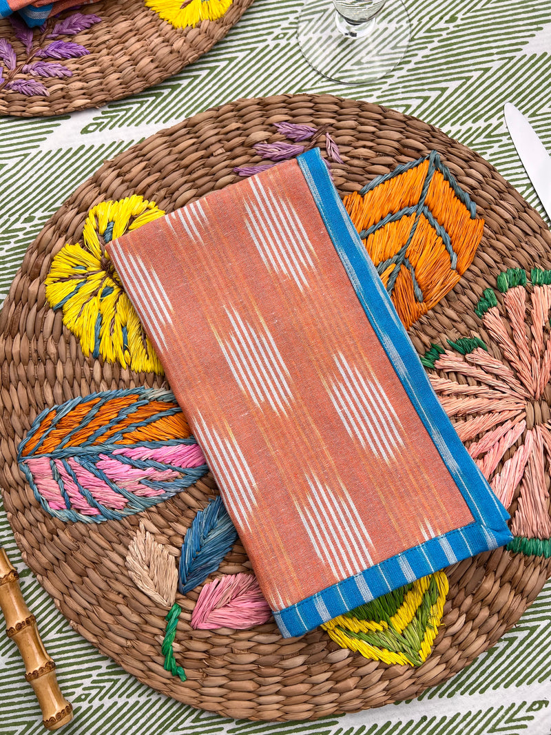 Reversible Napkin (Set of Four) Bright Blue/Apricot