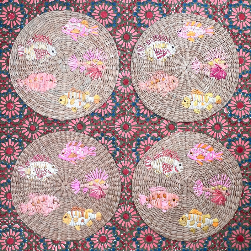 ’The Raffia Placemat’ - Pink Fish