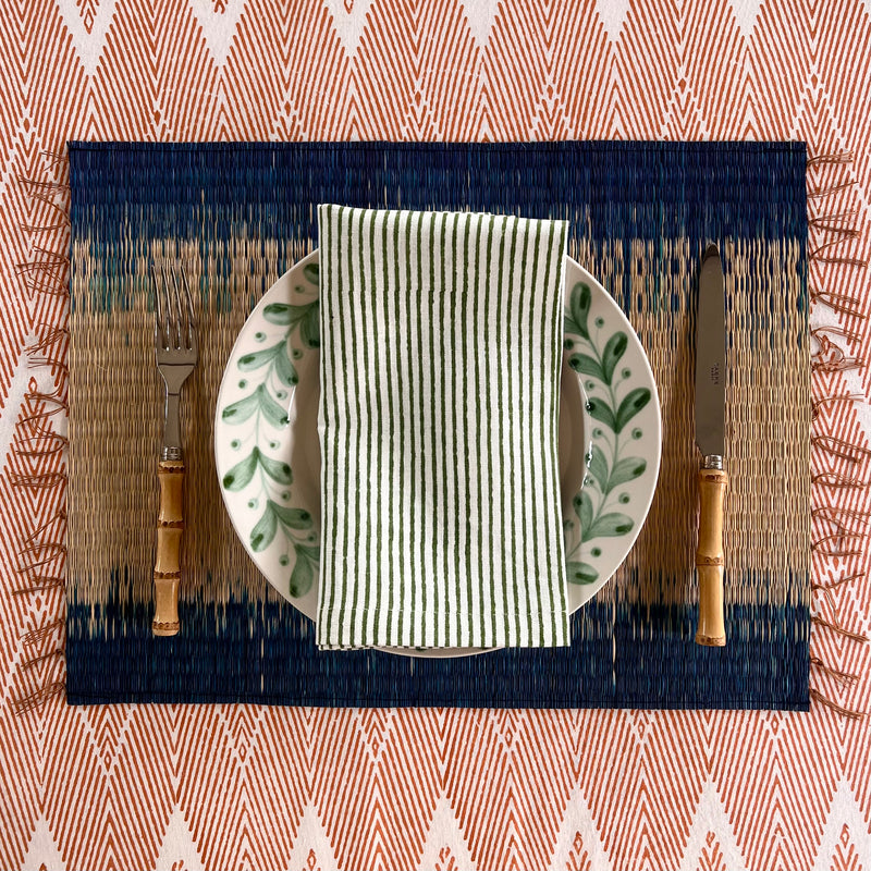 ’The Thin Swedish Stripe’ Napkins - White Base - 100% Linen