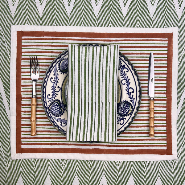 ’THE SWEDISH STRIPE’ Placemats (white base) - 100% Linen