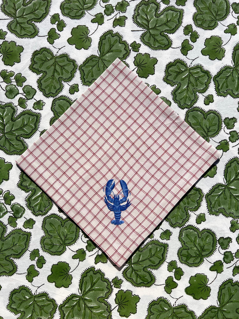 The ’Le Homard’ Napkin - Ecru & Red Chequer.