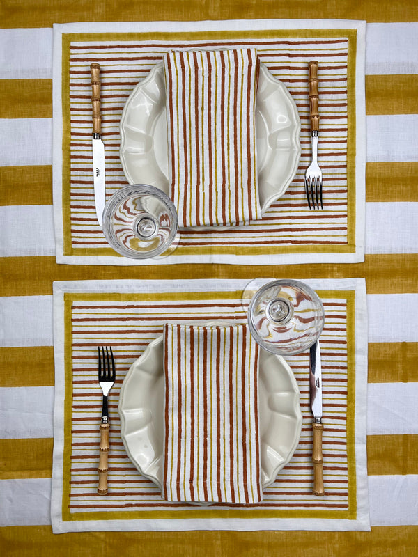 ’The Stripe’ Tablecloth - Tuscan Sun - 100% Linen