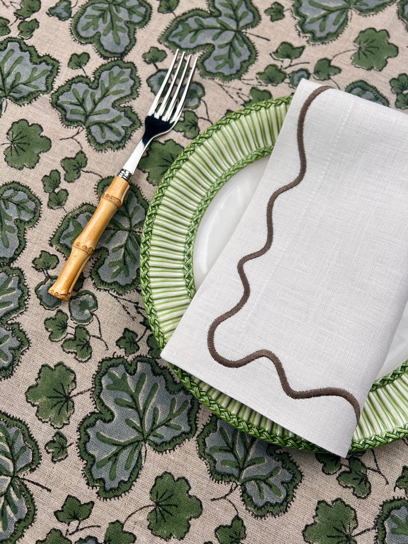 ’THE FIGUE LEAF’ TABLECLOTH (Green & Blue)