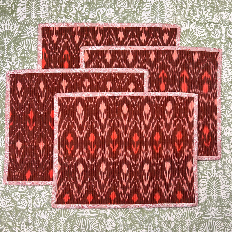 Gift Set: Set of Four Ikat Placemats (Amaranth)