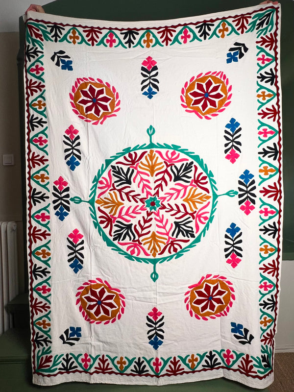 Suzani Cloth Ivory Base & Multicoloured