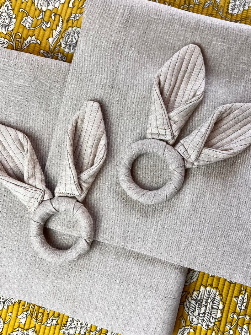 Easter Bunny Ears Napkinring & Napkin Set (100% Irish Linen)