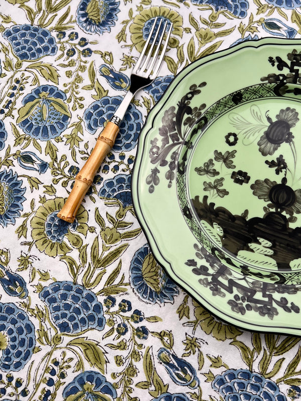 The Floral Tablecloth (Blue & Olive)