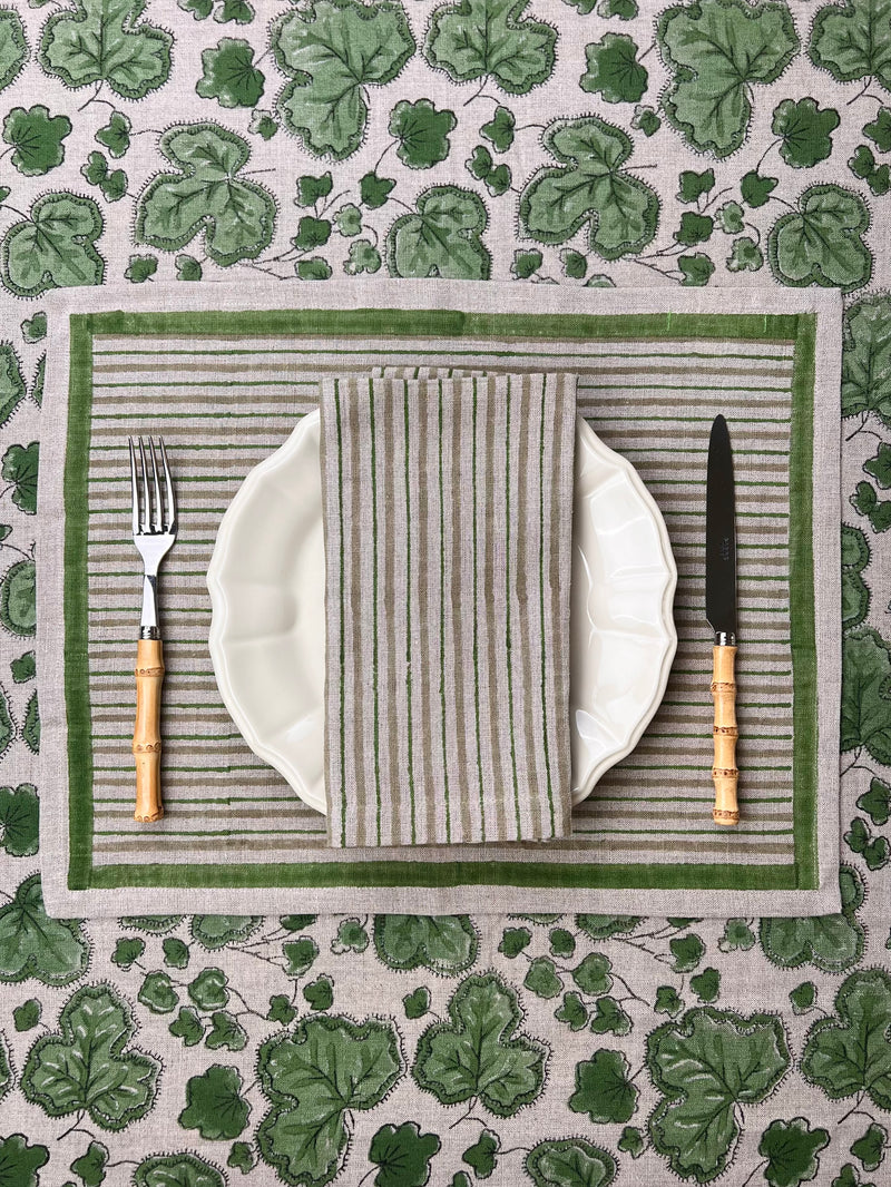 ’The Swedish Stripe’ Placemats (natural base) - 100% Linen