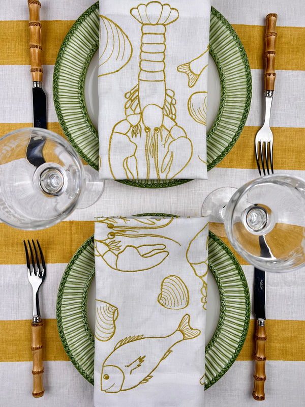 ’The Stripe’ Tablecloth in Tuscan Sun (100% Linen)