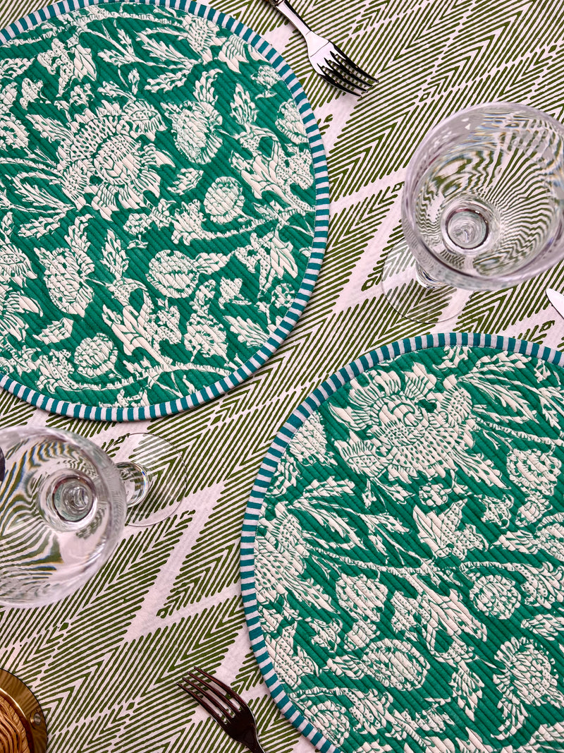 ‘The Breakfast’ Placemat - Round - Block Print