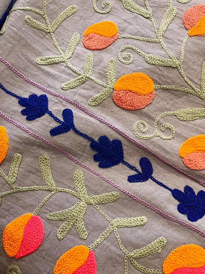 Suzani Cloth Light Blue & Multicoloured Embroidery