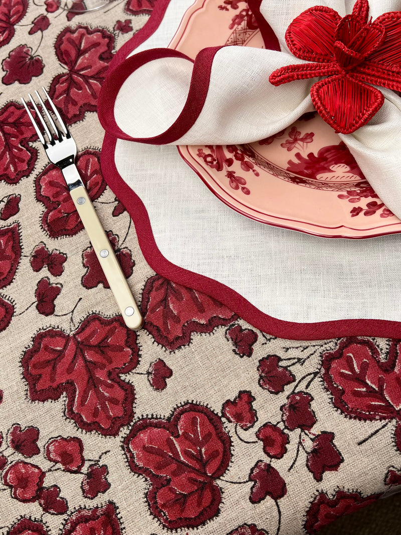 ’The Figue Leaf Tablecloth - Red & Burgundy