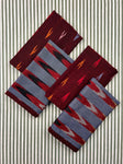 Reversible Napkin (Set of Four) Burgundy & Blue Ikat