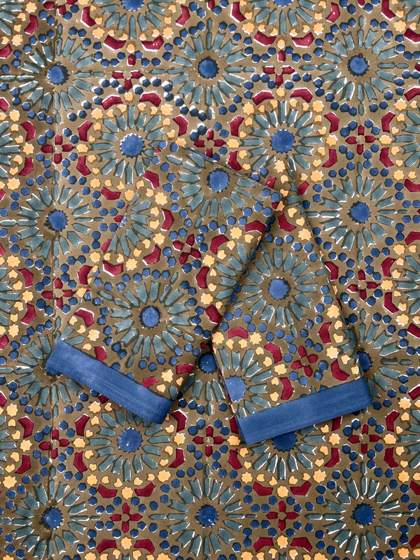 ‘The Kaleidoscope’ Napkin Set - Moss, Burgundy, Blue